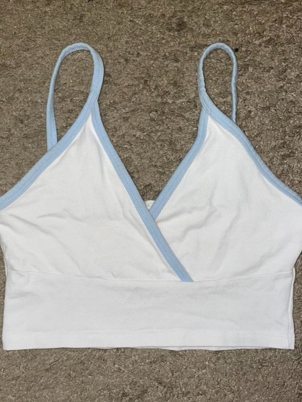 Women's blue and white crop-top